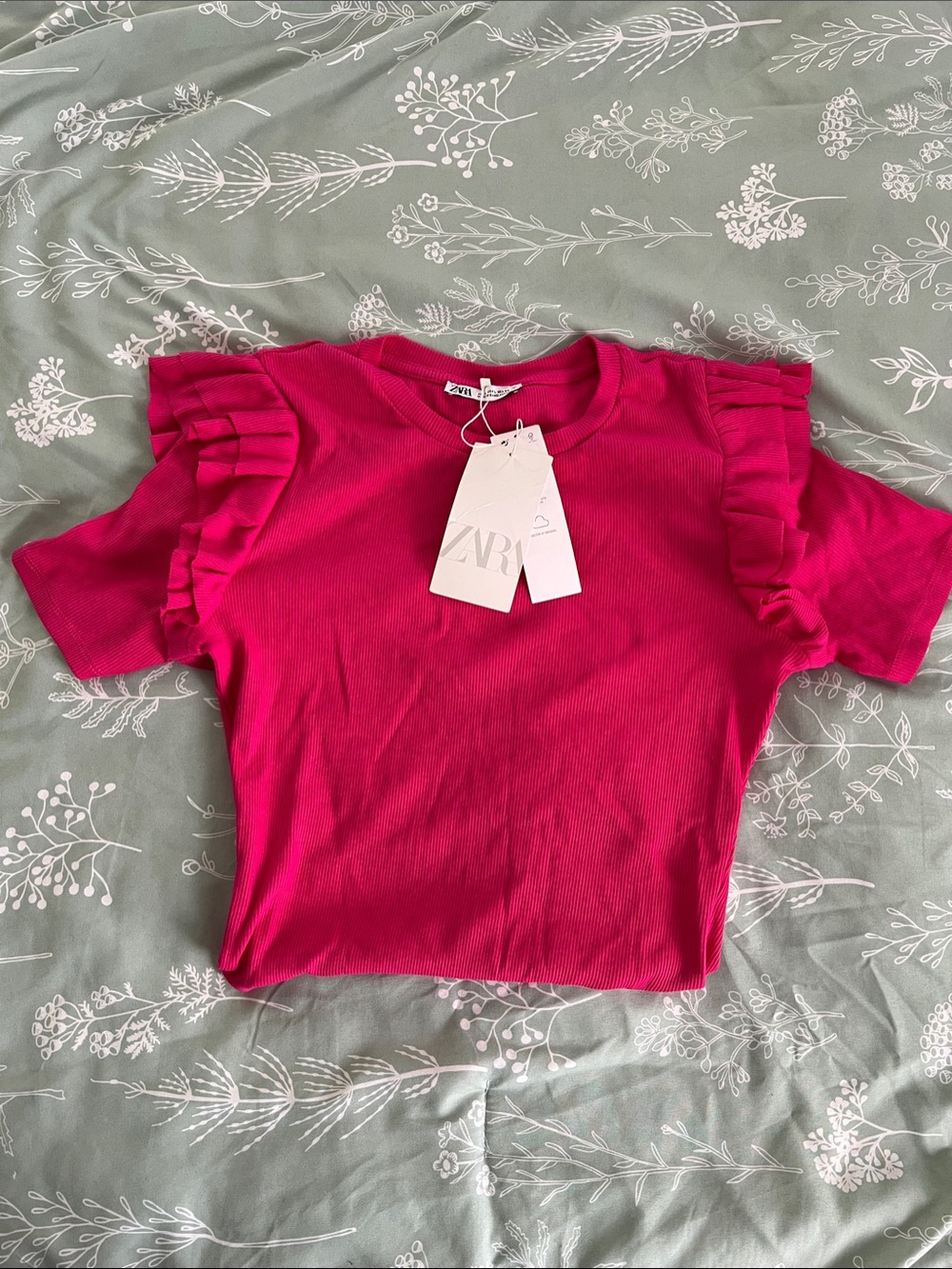 Zara Pink Ruffle Sleeve bodysuit